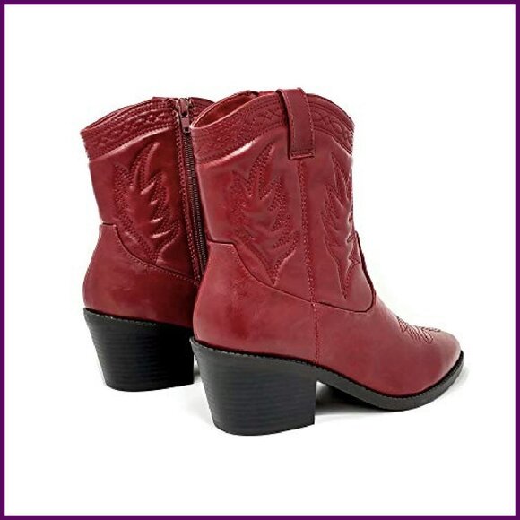 Women's Western Ankle Boots Side Zipper 6.5" Shaft 2.5" Heel - Picture 5 of 5